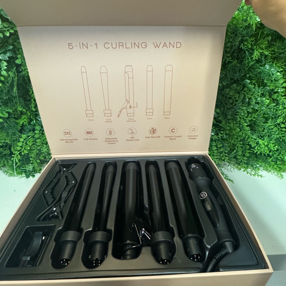 NWT 5-in-1 Curling Wand Set | Interchangeable Barrels +‎ LCD Display - Picture 7 of 8